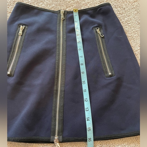 KaufmanFranco Collective Zip A Line Mini Skirt, Navy Blue With Black Trim, Sz. 2 - Picture 9 of 14